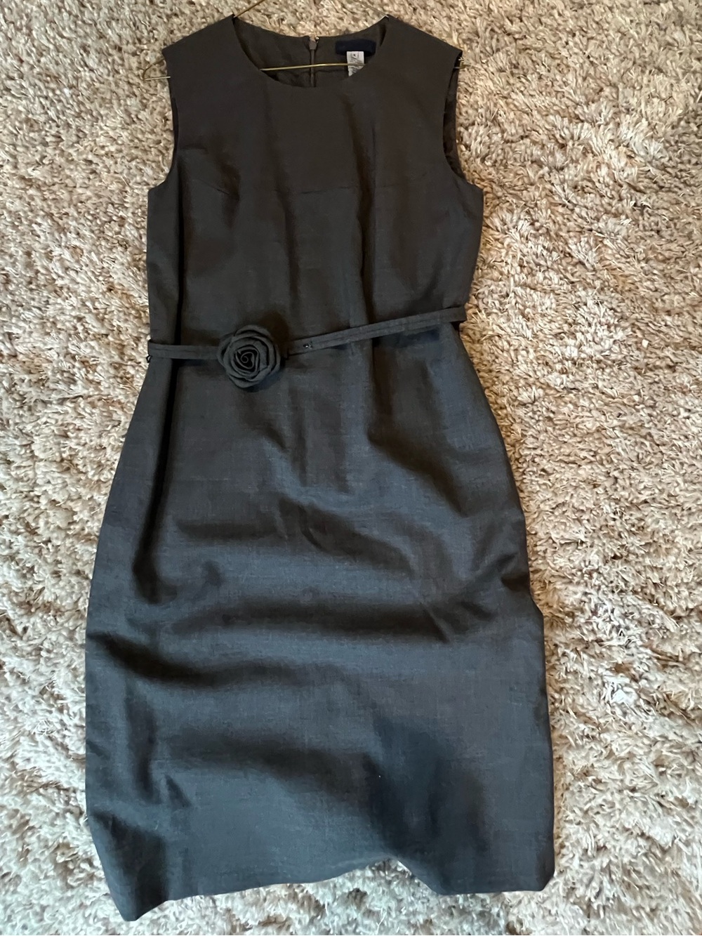 J CREW Gray Sleeveless Dress with Floral Belt